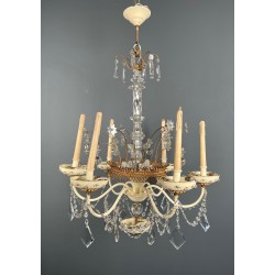 Lustre Art Déco Tôle Laquée Cristaux Étoilés Maison Baguès circa 1940 | Maison BARROIS