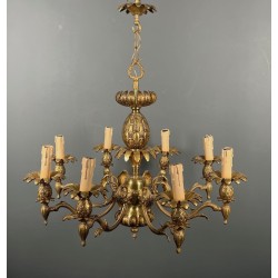 Bronze Pineapple Chandelier 8 Arms Mid-Century French circa 1970 | Maison BARROIS