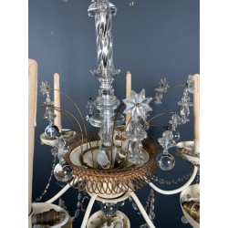 Lustre Art Déco Tôle Laquée Cristaux Étoilés Maison Baguès circa 1940 | Maison BARROIS