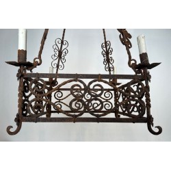 Wrought Iron Chandelier 8 Arms Gothic Revival French circa 1910 | Maison BARROIS