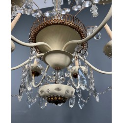 Lustre Art Déco Tôle Laquée Cristaux Étoilés Maison Baguès circa 1940 | Maison BARROIS