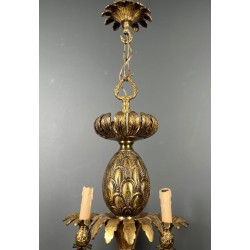 Lustre Bronze Ananas 8 Bras Mid-Century Modern Travail Français circa 1970 | Maison BARROIS