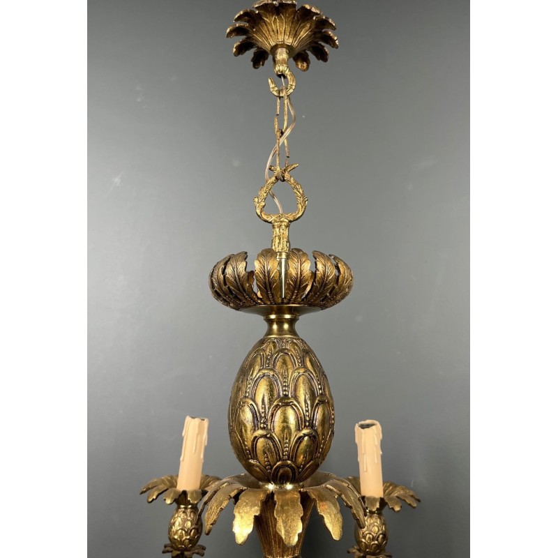 Lustre Bronze Ananas 8 Bras Mid-Century Modern Travail Français circa 1970 | Maison BARROIS