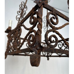 Wrought Iron Chandelier 8 Arms Gothic Revival French circa 1910 | Maison BARROIS