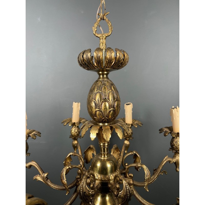 Bronze Pineapple Chandelier 8 Arms Mid-Century French circa 1970 | Maison BARROIS
