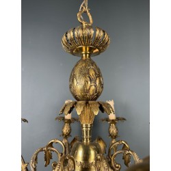 Bronze Pineapple Chandelier 8 Arms Mid-Century French circa 1970 | Maison BARROIS