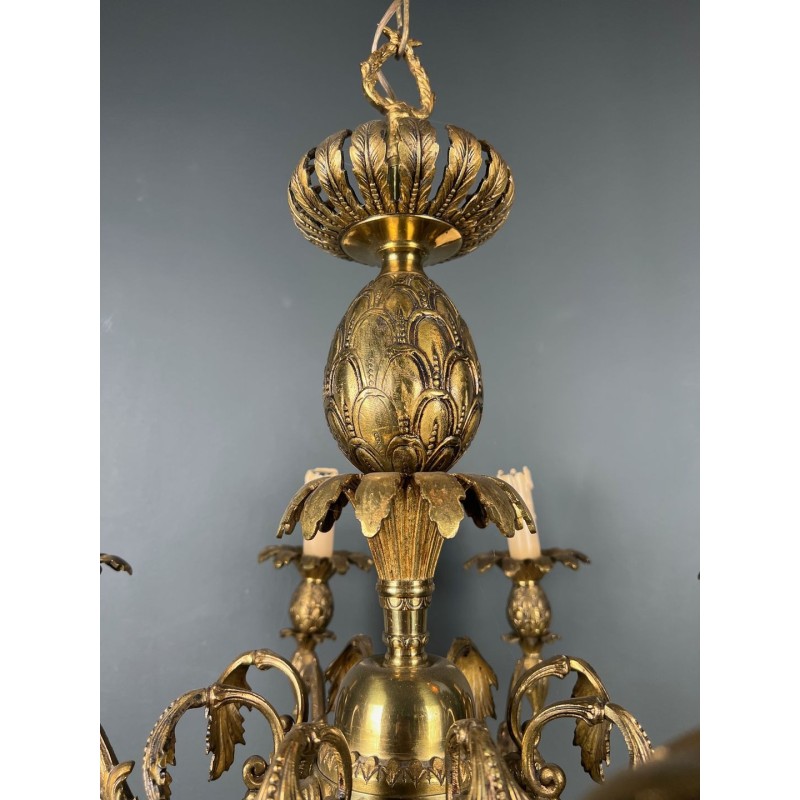 Bronze Pineapple Chandelier 8 Arms Mid-Century French circa 1970 | Maison BARROIS