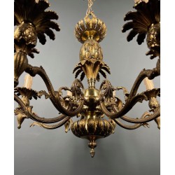 Lustre Bronze Ananas 8 Bras Mid-Century Modern Travail Français circa 1970 | Maison BARROIS