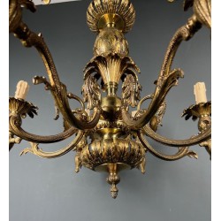 Bronze Pineapple Chandelier 8 Arms Mid-Century French circa 1970 | Maison BARROIS