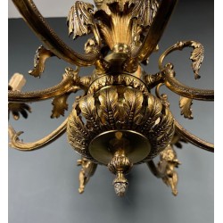 Lustre Bronze Ananas 8 Bras Mid-Century Modern Travail Français circa 1970 | Maison BARROIS