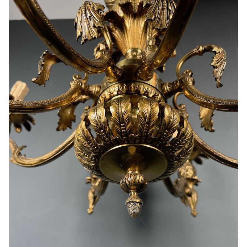 Bronze Pineapple Chandelier 8 Arms Mid-Century French circa 1970 | Maison BARROIS