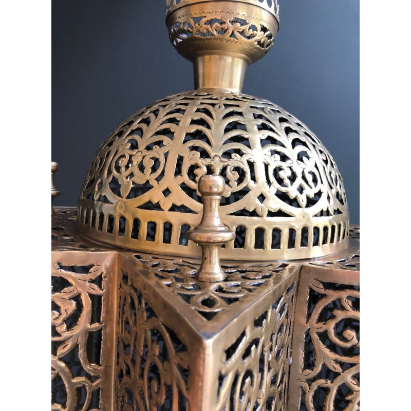 Lanterne Laiton Orientale Travail Ajouré Mooresque Fin XIXᵉ Siècle | Maison BARROIS
