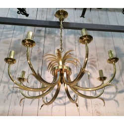 Brushed Gilt Metal Pineapple Chandelier Mid-Century French circa 1970 | Maison BARROIS