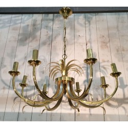 Brushed Gilt Metal Pineapple Chandelier Mid-Century French circa 1970 | Maison BARROIS