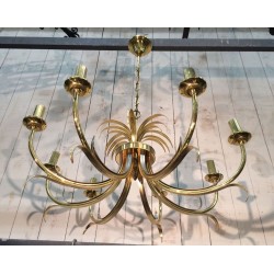 Brushed Gilt Metal Pineapple Chandelier Mid-Century French circa 1970 | Maison BARROIS