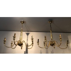 Pair Murano Crystal Chandeliers Champagne Mid-Century Italian circa 1970 | Maison BARROIS