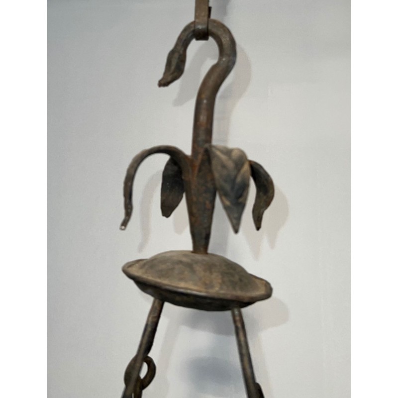 Wrought Iron Chandelier 12 Lights Gothic Style French Work circa 1945 | Maison BARROIS