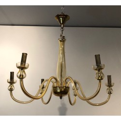 Paire Lustres Cristal Murano Champagne Mid-Century Italien circa 1970 | Maison BARROIS