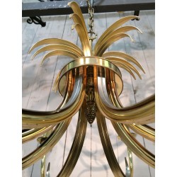 Brushed Gilt Metal Pineapple Chandelier Mid-Century French circa 1970 | Maison BARROIS