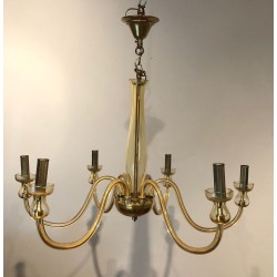 Paire Lustres Cristal Murano Champagne Mid-Century Italien circa 1970 | Maison BARROIS