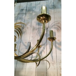 Brushed Gilt Metal Pineapple Chandelier Mid-Century French circa 1970 | Maison BARROIS