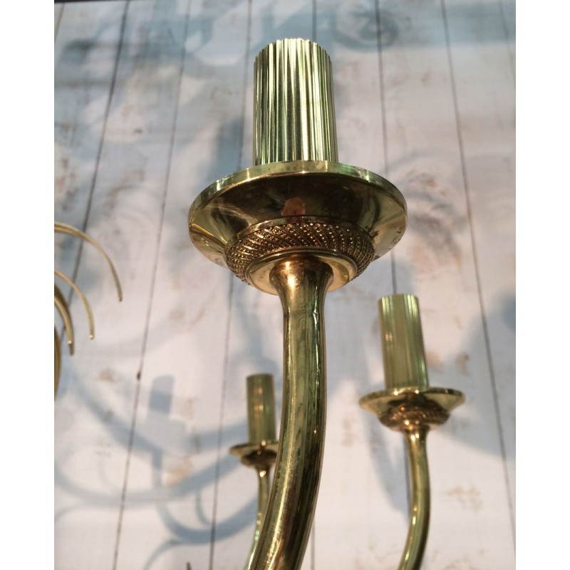 Brushed Gilt Metal Pineapple Chandelier Mid-Century French circa 1970 | Maison BARROIS