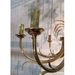 Brushed Gilt Metal Pineapple Chandelier Mid-Century French circa 1970 | Maison BARROIS