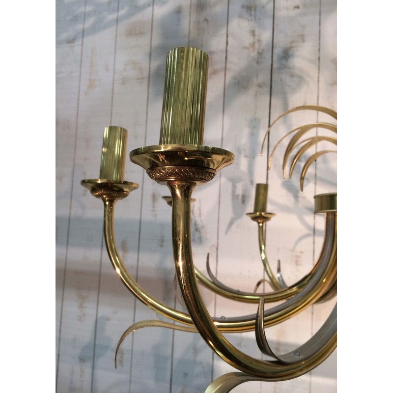 Brushed Gilt Metal Pineapple Chandelier Mid-Century French circa 1970 | Maison BARROIS
