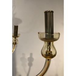 Pair Murano Crystal Chandeliers Champagne Mid-Century Italian circa 1970 | Maison BARROIS