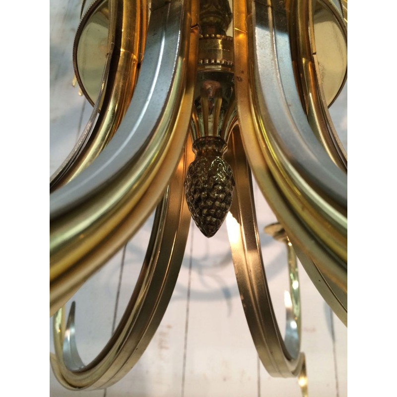 Brushed Gilt Metal Pineapple Chandelier Mid-Century French circa 1970 | Maison BARROIS