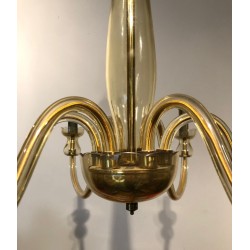 Paire Lustres Cristal Murano Champagne Mid-Century Italien circa 1970 | Maison BARROIS