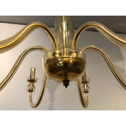 Pair Murano Crystal Chandeliers Champagne Mid-Century Italian circa 1970 | Maison BARROIS