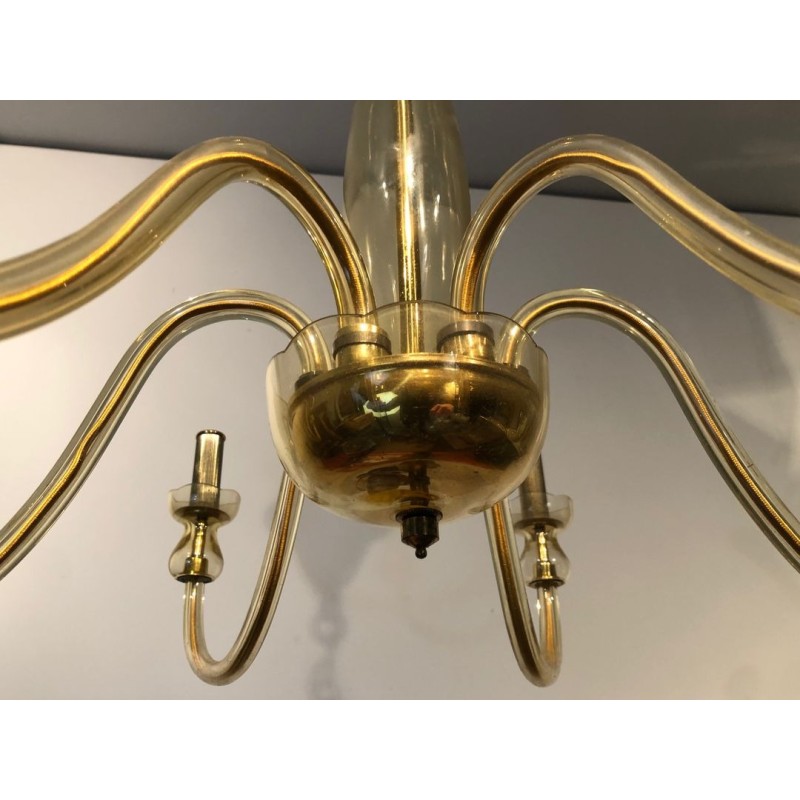 Paire Lustres Cristal Murano Champagne Mid-Century Italien circa 1970 | Maison BARROIS