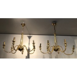 Pair Murano Crystal Chandeliers Champagne Mid-Century Italian circa 1970 | Maison BARROIS