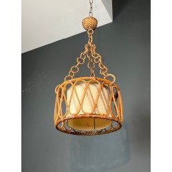 Lustre en Rotin Goût Audoux-Minet — Travail Français, vers 1950