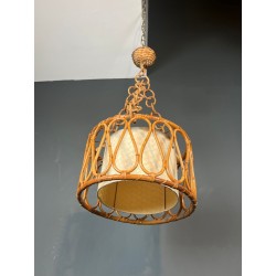 Lustre en Rotin Goût Audoux-Minet — Travail Français, vers 1950