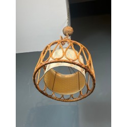 Lustre en Rotin Goût Audoux-Minet — Travail Français, vers 1950