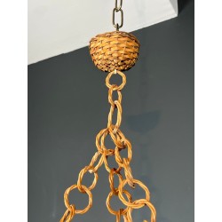 Rattan Chandelier Audoux-Minet Style — French, circa 1950