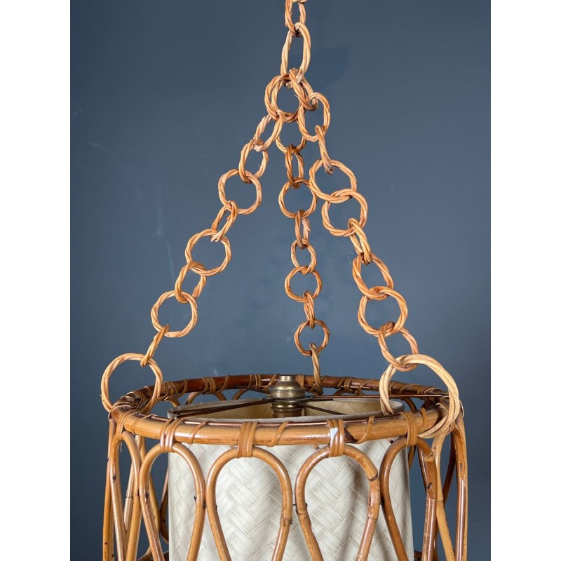 Rattan Chandelier Audoux-Minet Style — French, circa 1950