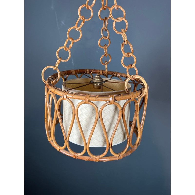 Rattan Chandelier Audoux-Minet Style — French, circa 1950