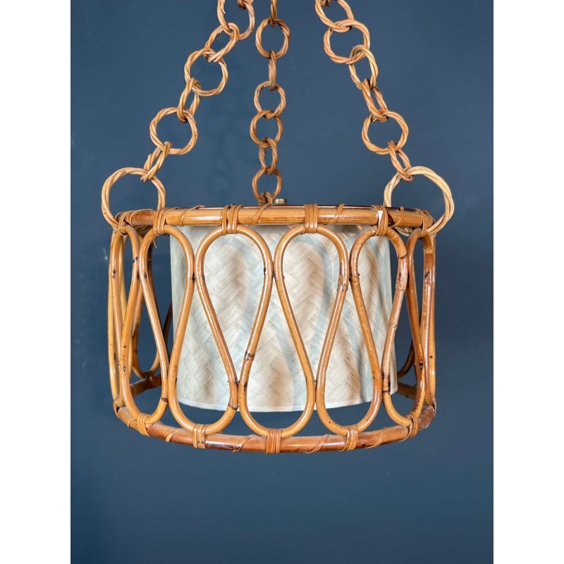 Rattan Chandelier Audoux-Minet Style — French, circa 1950
