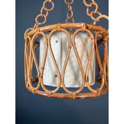 Rattan Chandelier Audoux-Minet Style — French, circa 1950