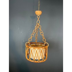 Rattan Chandelier Audoux-Minet Style — French, circa 1950