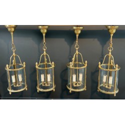 Set of Four Round Bronze Lanterns attr. Maison Jansen — Neoclassical, circa 1940