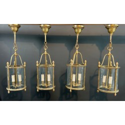 Suite de Quatre Lanternes Rondes Bronze attr. Jansen — Néo-classique, vers 1940