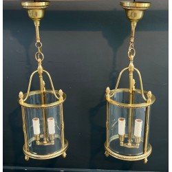 Set of Four Round Bronze Lanterns attr. Maison Jansen — Neoclassical, circa 1940