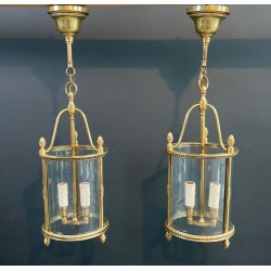 Set of Four Round Bronze Lanterns attr. Maison Jansen — Neoclassical, circa 1940
