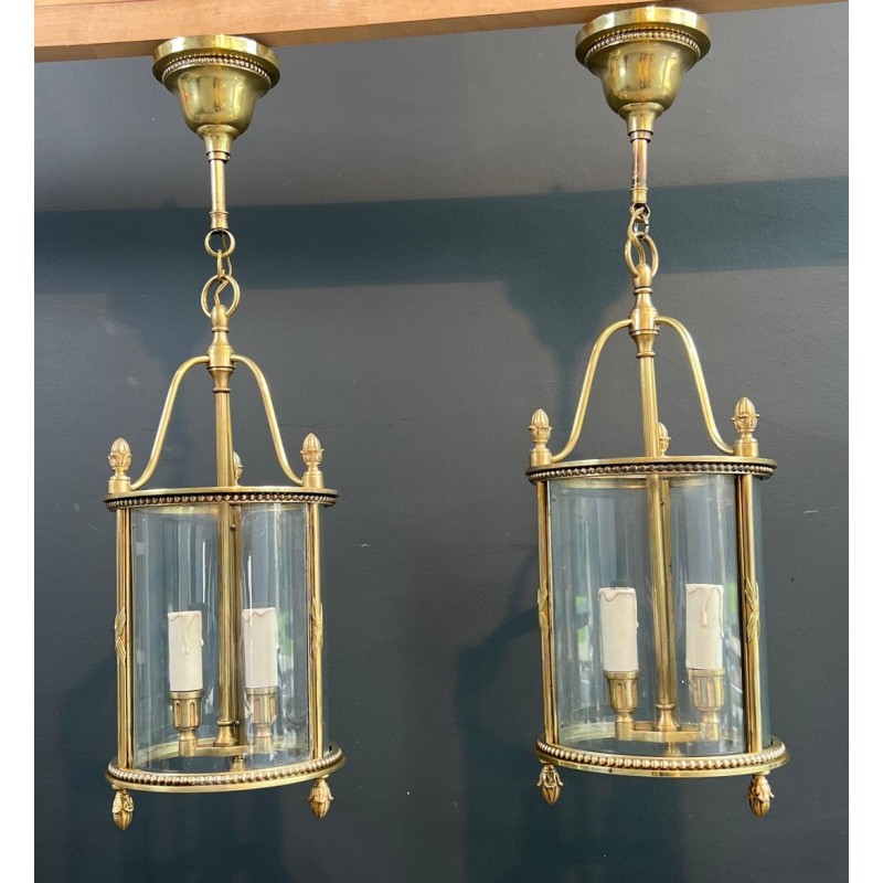 Set of Four Round Bronze Lanterns attr. Maison Jansen — Neoclassical, circa 1940