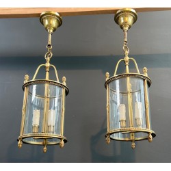 Set of Four Round Bronze Lanterns attr. Maison Jansen — Neoclassical, circa 1940
