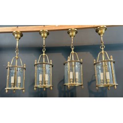 Set of Four Round Bronze Lanterns attr. Maison Jansen — Neoclassical, circa 1940